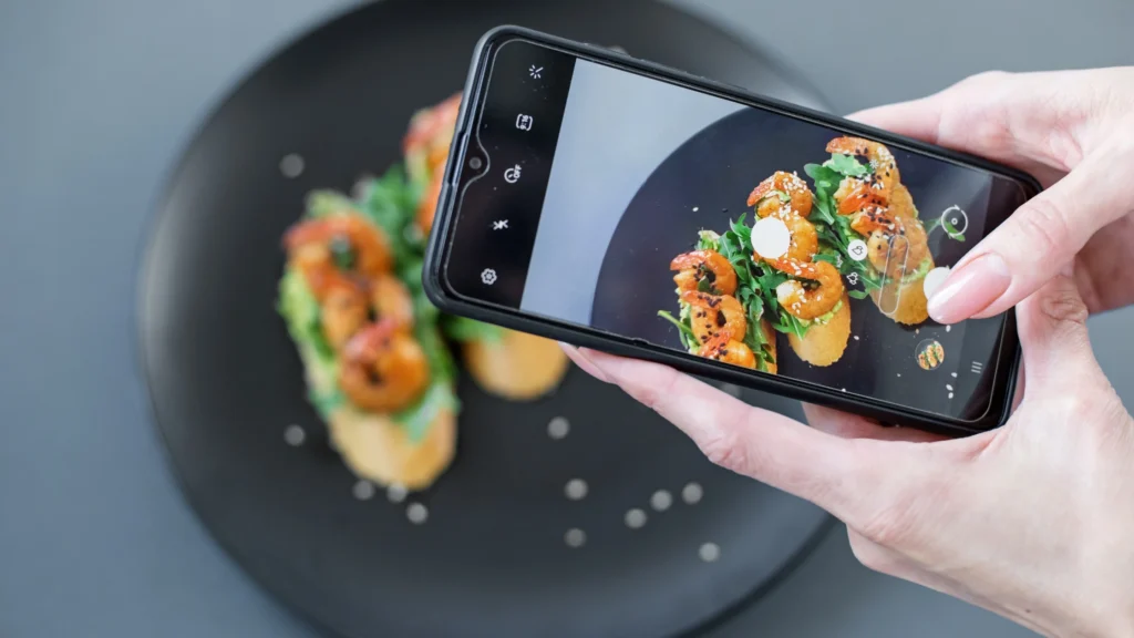 taking photo of food